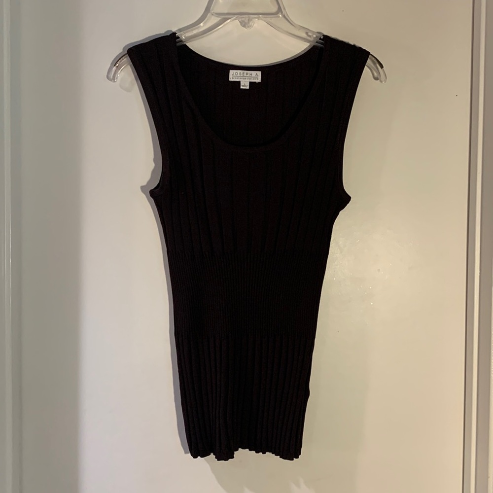 JOSEPH A 2 piece cardigan/tank top dark brown ribbed-knit set